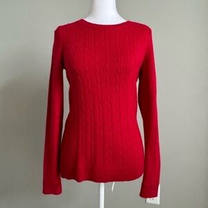 Talbot’s Cherry Red Crewneck Cable Knit Sweater